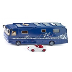 Camping-car Volkner Siku 1943 avec voiture de sport Wiesmann 252x61x83mm