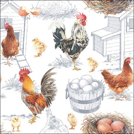 Ambiente Serviettes Poulet Ferme 25cm 20 pcs