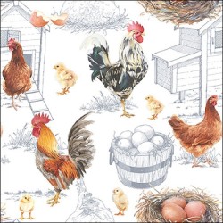 Ambiente Serviettes Poulet Ferme 33cm 20 pcs