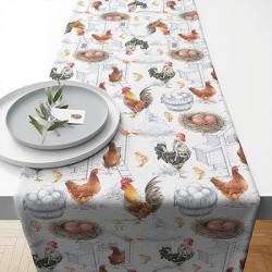 Ambiente Chemin de Table Ferme de Poulets 40x150cm 100% Coton