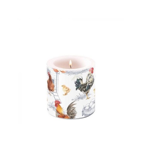 Bougie d'ambiance petite ferme de poulets Ø7,5xh8cm Paraffine