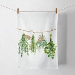 Ambiente Torchon de Cuisine Herbes Fraîches 50x70cm 100% Coton