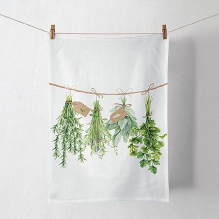 Ambiente Torchon de Cuisine Herbes Fraîches 50x70cm 100% Coton