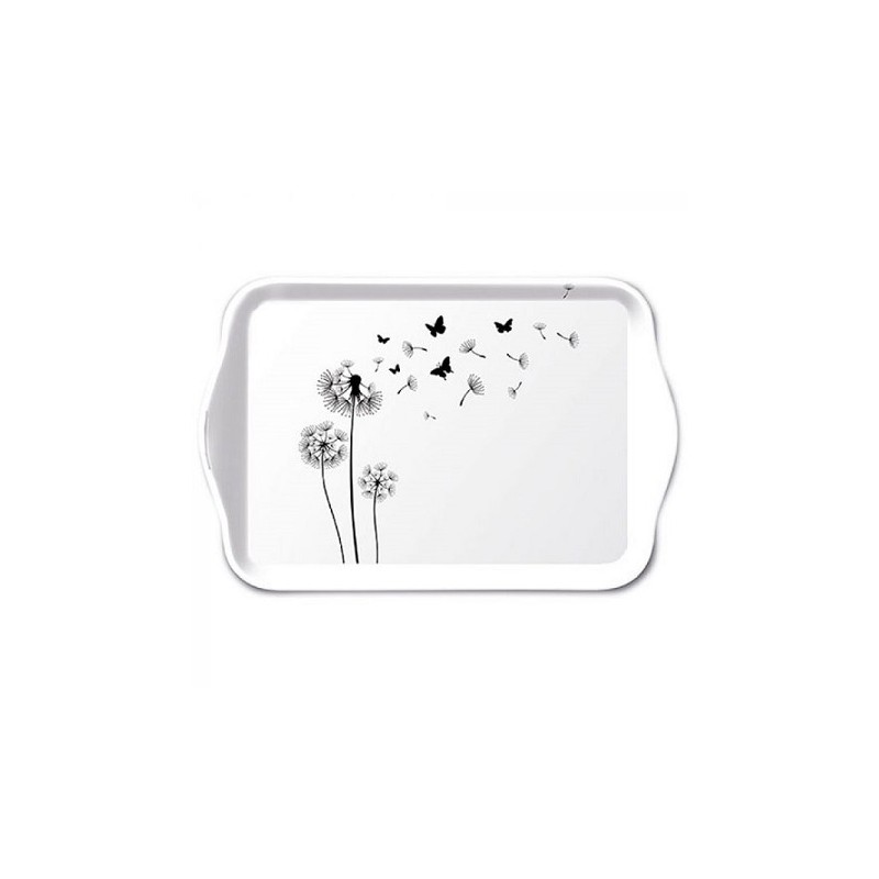 Ambiente Dienblad Melamine Blowing Away Black 13x21cm zwart wit