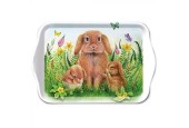 Plateau Ambiente Mélamine Famille Lapin 13x21cm
