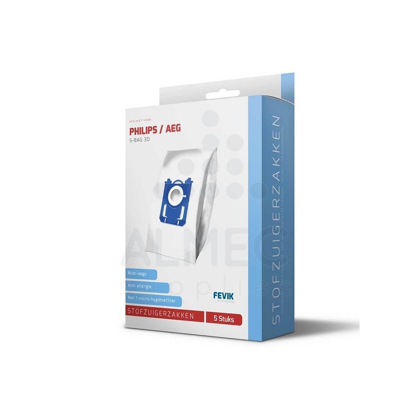 Fevik Stofzuigerzakken Philips S-Bag 3-D pak a 5 stuks