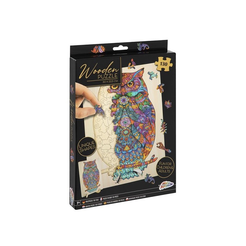 Grafix Puzzle en bois Chouette pièces uniques 130pcs 30x22cm