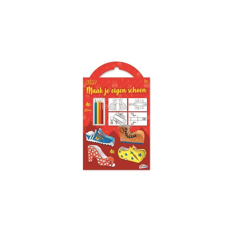Set de loisirs créatifs Sinterklaas - Fabriquez votre propre chaussure 4 modèles + 4 crayons