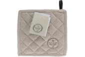 Pannenlap katoen met leer 20x20cm