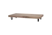 Serveerplateau of decoplank mangohout op metalen pootjes 39x19x6cm