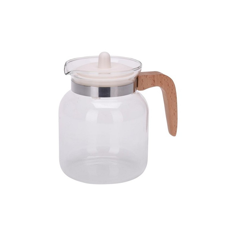 Théière en verre 1,5L avec manche en bois
