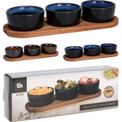 Serveerset op plank 4-delig 32,5x11x5cm