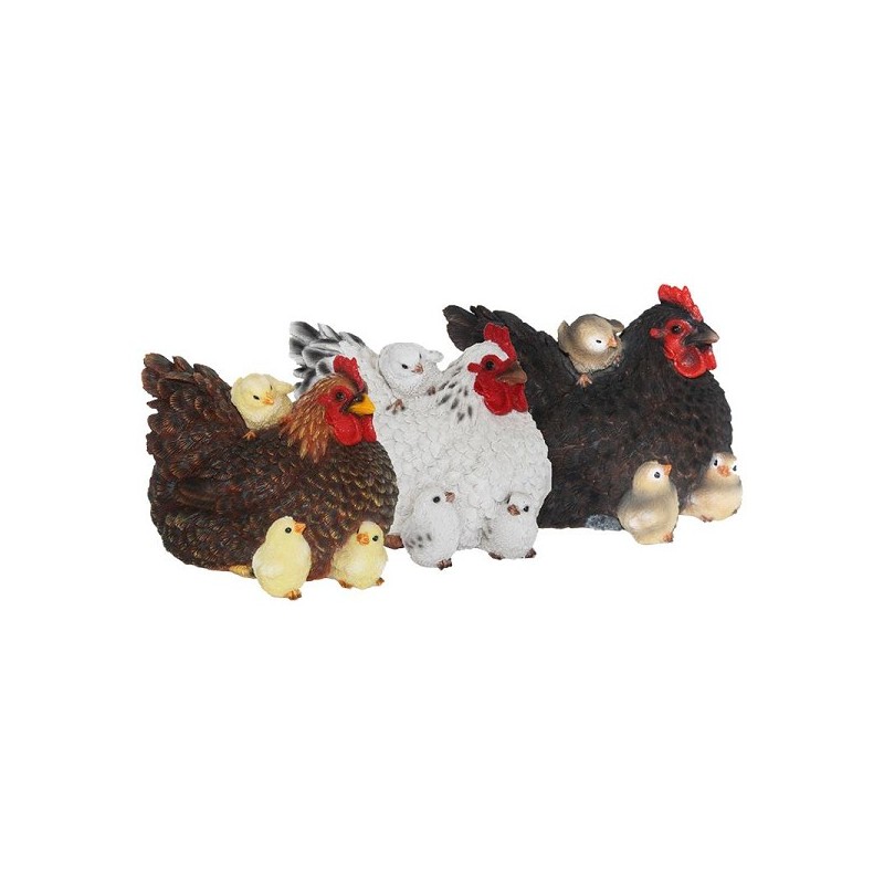 Esschert Design Garden Sculpture Poulet couché avec poussins