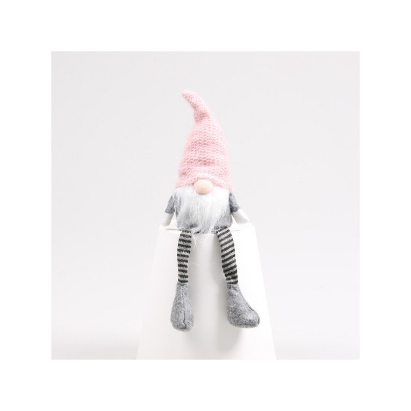 Kabouter Fred roze bungelbeentjes 7x7x33cm