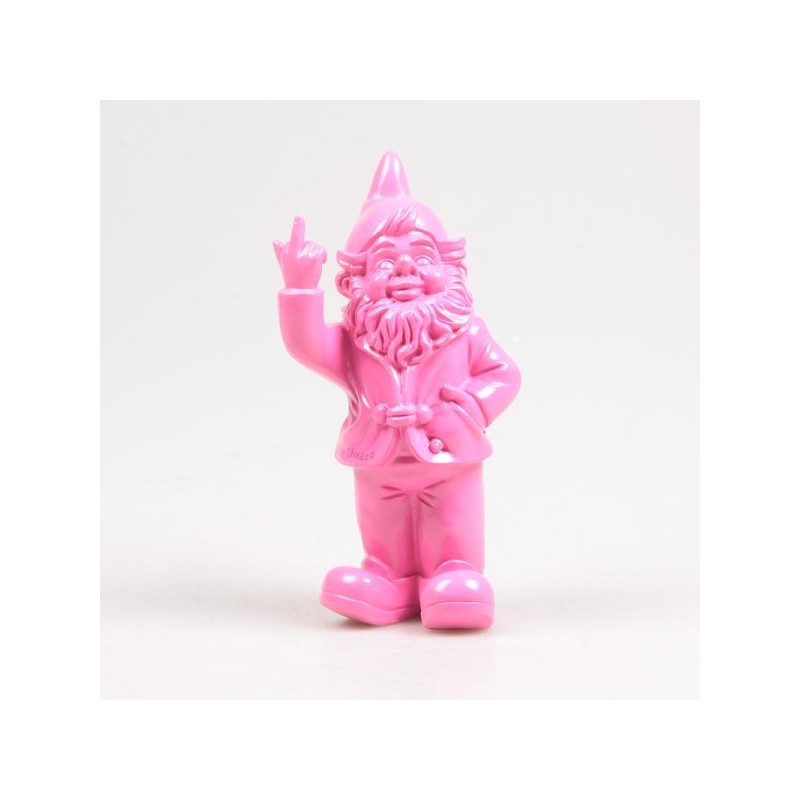 Stoobz Polystone beeld kabouter f*ck you fuchsia 20cm