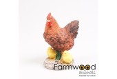 Tuinbeeld Kip met kuikens bruin 15x11x20cm