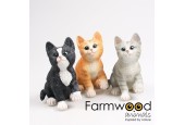 Tuinbeeld Kat poes zittend 15x12x17cm