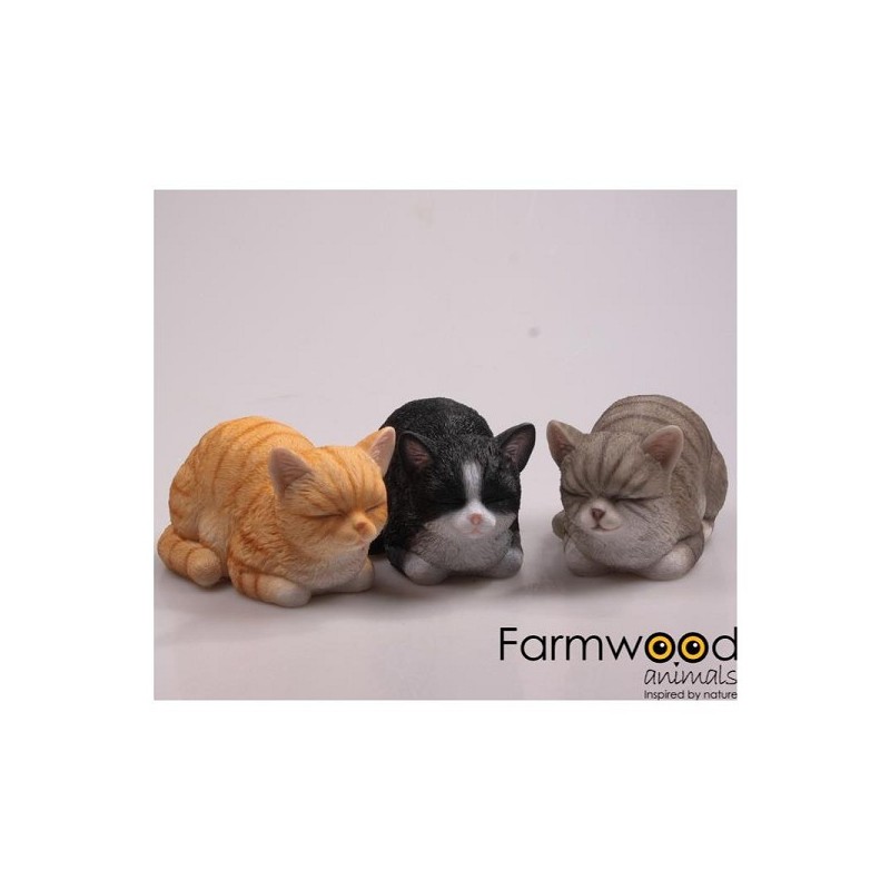 Tuinbeeld Kat poes slapend 10x17x11cm