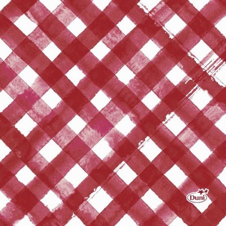 Duni Servetten Red Checks 24x24cm 3-laagstissue FSC Pak A 20 Servetten