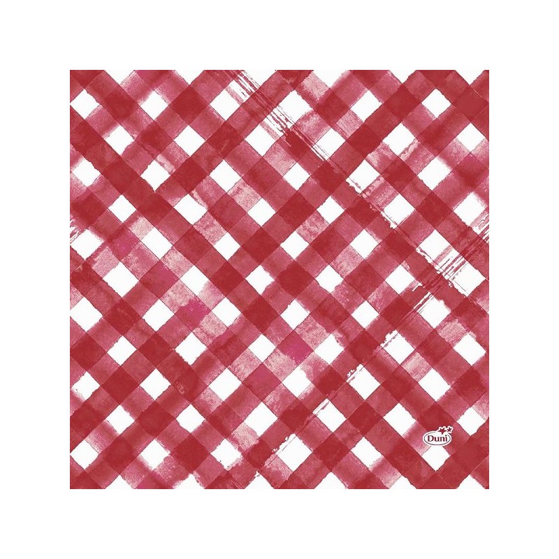 Duni Servetten Red Checks 33x33cm 3-laagstissue FSC pak a 20 servetten
