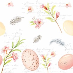 Serviettes Duni Oeufs & Plumes 24x24cm tissu 3 couches FSC paquet de 20 serviettes
