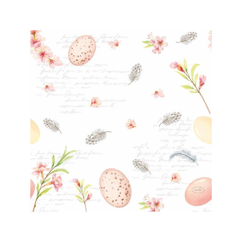 Duni Servetten Eggs & Feathers 33x33cm 3-laagstissue FSC pak a 20 servetten