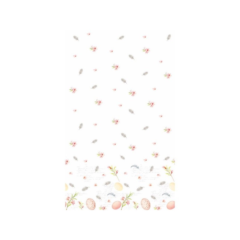 Duni Tafellaken Eggs & Feathers 138x220cm 3-laagstissue FSC pak a 20 servetten