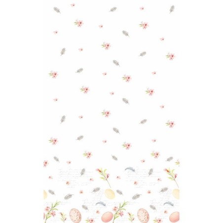 Duni Tafellaken Eggs & Feathers 138x220cm 3-laagstissue FSC pak a 20 servetten