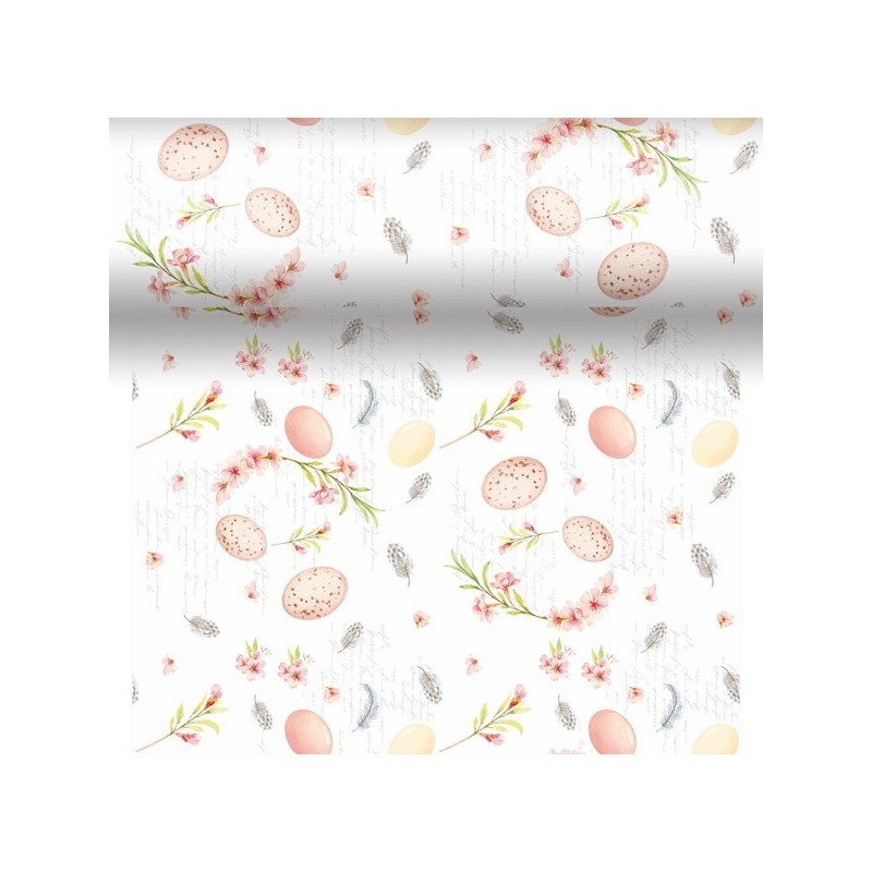 Duni 3-in-1 Dunicell Eggs & Feathers 40x480cm tafelloper op rol