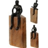 Alu mensfiguur op houten blok 23cm zwart