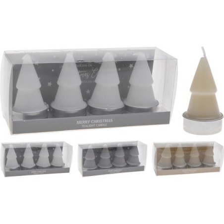 Kerstboom kaarsset 4-delig 3x7cm