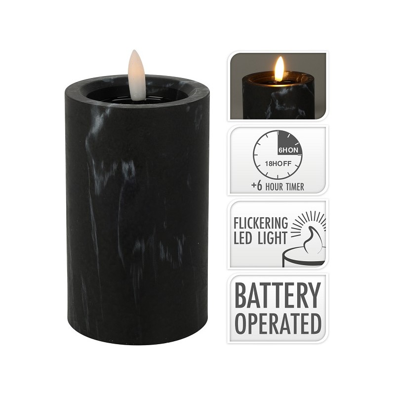 LED kaars 75x125mm zwart