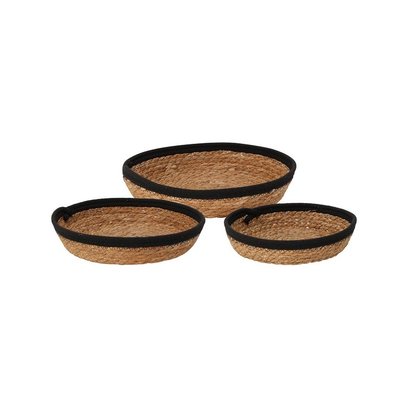 Mandenset 3-delig riet met zwarte rand 25x5,5/29x6/33x7cm