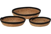 Mandenset 3-delig riet met zwarte rand 25x5,5/29x6/33x7cm