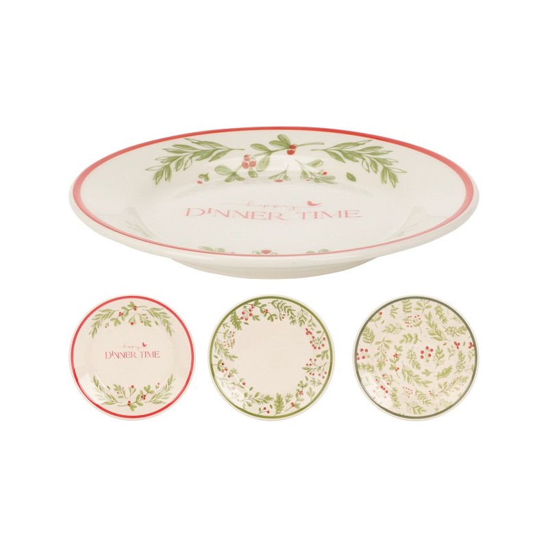 Kerst Dessertbord aardewerk Ø19cm