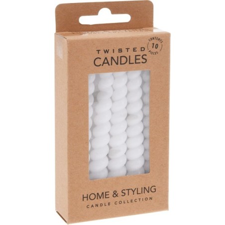 Mini kaarsjes gedraaid 10cm set a 10 stuks wit