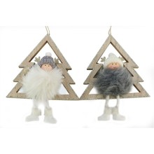 HBX natural living Hanger kerstboom met engeltje 14,5x5xh30cm