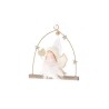 HBX natural living Hanger engel Ada op boomstammetje met veren en textiel 15x5xh17,5cm