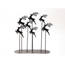 HBX natural living Deco Hummy tafereel van 7 herten metaal op standaard 28x10x30cm zwart