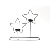 HBX natural living Theelichthouder Calle in stervorm 2x op standaard 30x8x29cm zwart metaal