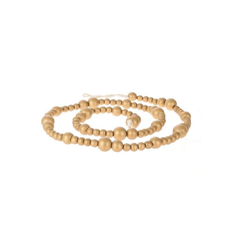 HBX natural living Deco kralenstreng van houten kralen l165cmgoud