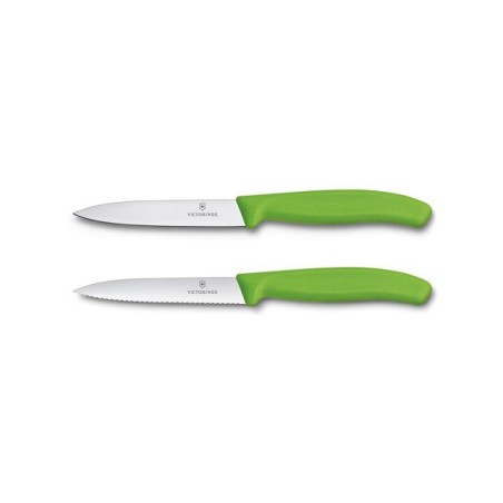 VictorinoxCouteau à légumes lisse + dentelé vert 2 pièces sur carte