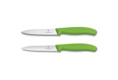 VictorinoxCouteau à légumes lisse + dentelé vert 2 pièces sur carte