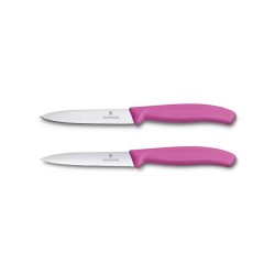 Victorinox Couteau à légumes lisse + dentelé rose 2 pièces sur carte