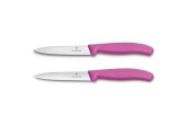 Victorinox Couteau à légumes lisse + dentelé rose 2 pièces sur carte