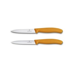 Victorinox Couteau à légumes lisse+dentelé orange 2 pièces sur carte