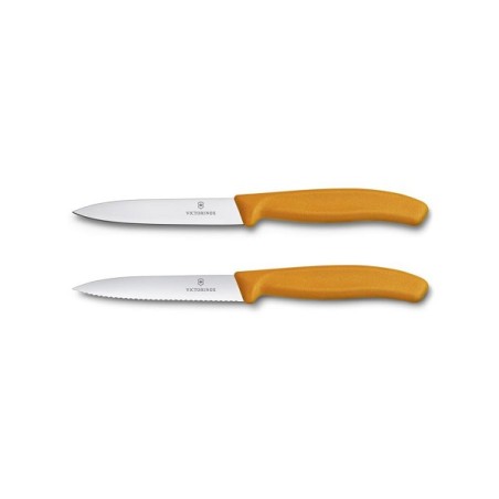 Victorinox Couteau à légumes lisse+dentelé orange 2 pièces sur carte