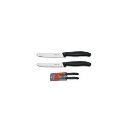 Victorinox Couteau de table/tomate dentelé noir 2 pièces sur carte