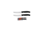 Victorinox Couteau de table/tomate dentelé noir 2 pièces sur carte