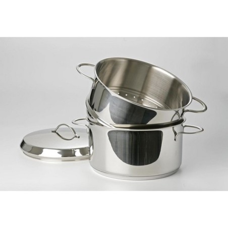 Set cuiseur vapeur Eurocuisine 20cm inox avec poignées acier 3,1 litres